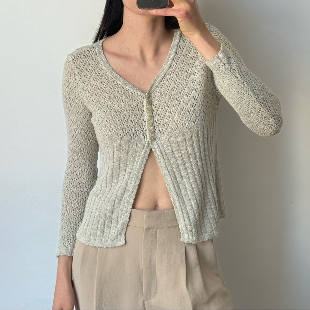 Vintage Knit Button-Front Knit Top